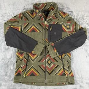 Roark Sweater Mens Medium Geometric Aztec Print Full Zip Manawa Tapu Fleece